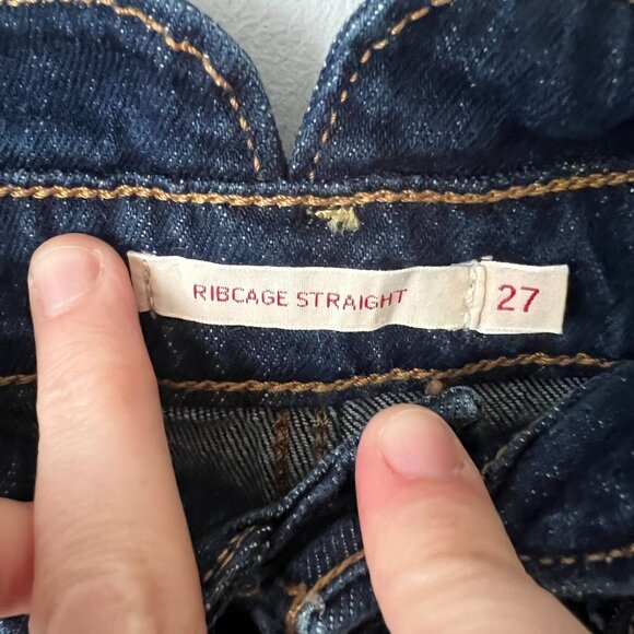 Levi's Tailored Ribcage Straight Leg Jeans Dark Wash Women's Size 27 - Picture 7 of 12